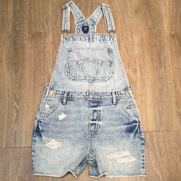 GAP Girls Denim Shortalls XL/12 - Picture 1 of 6